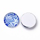 Синие и белые цветочные печатных стеклянные кабошоны GGLA-A002-20mm-XX-2