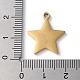 イオンメッキ304ステンレス鋼ペンダント  星のチャーム  ゴールドカラー  20x18x1.8mm  穴：1.8mm STAS-D025-04G-02-3