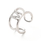 Clear Cubic Zirconia Initial Letter Open Cuff Ring RJEW-A012-01P-M-2