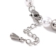 201 Stainless Steel & Plastic Pearl Round Beaded Bracelet for Women STAS-D179-01P-3