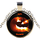 Halloween Theme Glass Pendant Necklaces NJEW-J057-B947-S-1