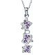Silver Plated Brass Cubic Zirconia Flower Pendant Necklaces NJEW-BB05144-B-1