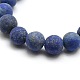 Natural Frosted Lapis Lazuli Round Bead Strands G-M064-8mm-08-2