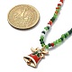 Collier pendentif en alliage d'émail sur le thème de noël avec chaînes de perles de verre NJEW-JN04338-5