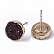 Electroplate Druzy Resin Stud Earrings RESI-S383-029D-2