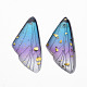 透明樹脂ペンダント  金箔  昆虫の羽  ミディアムターコイズ  24.5x11.5x2mm  穴：1mm RESI-Q216-001G-1