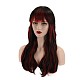 ツートンカラーのロングカーリー合成かつら  ウィッグキャップ付き  高温耐熱繊維  女性の女の子のために  暗赤色  23.62インチ（60cm） OHAR-I017-03-2