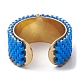304 Stainless Steel Open Cuff Ring with Glass Seed Beaded RJEW-MZ00014-02-3