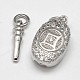 Oval with Coin Electroplated Sterling Silver Micro Pave Cubic Zirconia Box Clasps STER-N015-13-3