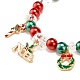 Bracelet extensible en perles d'acrylique avec breloques en alliage d'émail BJEW-JB08292-6