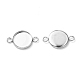 Flat Round 304 Stainless Steel Cabochon Connector Settings STAS-E079-02-2