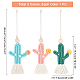 CHGCRAFT 3Pcs 3 Colors Cactus Car Ornament Cotton Handmade Wall Hanging Diffuser Rear View Mirror Charm with Wooden Beads Colorful Hanging Pendant for Bedroom Nursery Room Cars AJEW-CA0001-86-2