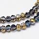 Faceted Rondelle Half Plated Electroplate Glass Beads Strands EGLA-M007-2mm-03-2