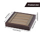 3-Slot Brushed PU Leather Covered Wood Finger Ring Display Trays ODIS-WH0034-10-2