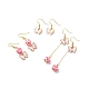 3 paires de breloques en alliage d'émail rose style 3 et perles de résine pendantes boucles d'oreilles EJEW-JE05030-01-1