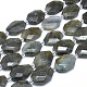 天然石ラブラドライトビーズ連売り  多面カット  オーバル  15~28x12~21x5~9mm  穴：0.6~1.6mm  約14~20個/連  14.7インチ〜15.7インチ（37.5~40cm） G-O179-F05-1
