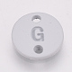スプレー塗装された環境に優しい合金リンク  アルファベット付きのフラットラウンド  ニッケルフリー  銀  文字.g  10x1.5mm  穴：1.5mm PALLOY-T039-17D-G-NF-1