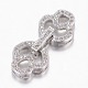 Brass Micro Pave Cubic Zirconia Fold Over Clasps ZIRC-G049-14-2