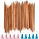 Bamboo Knitting Needles, Crochet Hooks, Double Pointed Carbonized Sweater Needles, Needle Caps, Mixed Color, 200mm, 5pcs/bag, 15bags/set
