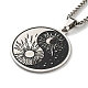 304 colliers pendentif yin yang émaillé en acier inoxydable avec soleil et lune NJEW-G115-05P-2