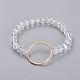 Bracelets extensibles en perles de verre rondelles à facettes BJEW-JB04991-01-1