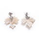 Orecchini pendenti con conchiglia naturale e perle a tema autunnale EJEW-F218-22P-2