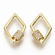 Brass Micro Pave Clear Cubic Zirconia Screw Carabiner Lock Charms ZIRC-S066-006-1
