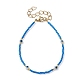Bracelet en perles de graines de verre et lampe mauvais œil avec 18 fermoirs en acier inoxydable plaqué or véritable 304 carat BJEW-JB09998-2