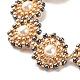 Bracciale a maglie di fiori di perle conchiglia BJEW-JB08084-04-4