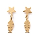 304 Stainless Steel Fishbone with Star Dangle Stud Earrings for Women EJEW-G328-11-2