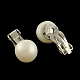 Medio redondo pendientes de clip-en perlas naturales EJEW-R106-01-2
