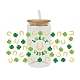 Saint Patrick's Day Theme PET Clear Film Clover Rub on Transfer Stickers for Glass Cups PW-WG36251-03-1