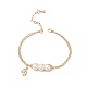Bracelet à breloques en perles de coquillage et en feuilles BJEW-TA00239-1