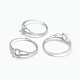 Adjustable Rhodium Plated 925 Sterling Silver Finger Ring Components STER-E061-29P-1