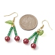Boucles d'oreilles pendantes cerises en perles d'acrylique et de verre EJEW-JE05591-3