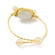Ovaler Manschettenring aus geflochtenen Perlen aus natürlichem weißem Achat und Jade RJEW-H220-45G-3