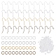 ジュエリーパーツ  アイアン製ピアスフック  耳ワイヤー  丸カンとプラスチック製のイヤーナット付き  ミックスカラー  14.4x10.8x4.75cm IFIN-CA0001-01-1
