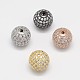 Perles rondes en laiton avec zircone cubique de micro pave ZIRC-L017-05-1