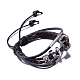 Adjustable Casual Unisex Zinc Alloy and Braided Leather Multi-strand Bracelets BJEW-BB15639-A-4
