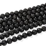 Fili di perle rotonde di roccia lavica naturale, 10mm, Foro: 1 mm, circa 40pcs/filo, 15.7 pollice