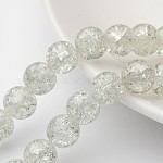 Crackle Glass Beads Strands, Round, Clear, 10mm, Hole: 1.3~1.6mm, about 80pcs/strand, 31.4 inch