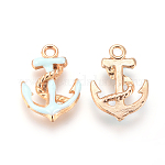 Эмаль подвески, с легкими позолоченными сплавами, якорь, светло-голубой, 17x12x3 мм, отверстие : 2 мм