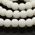 Chapelets de perles en verre rondes, blanc, 6mm, Trou: 1mm, Environ 69 pcs/chapelet, 16.1 pouce