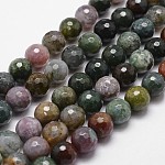 Chapelets de perles en agate indienne naturelle, facette, ronde, 8mm, Trou: 1mm, Environ 44 pcs/chapelet, 14.9 pouce ~ 15.1 pouces