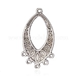 Oval Tibetan Style Alloy Chandelier Links, Antique Silver, 35x18x1mm, Hole: 1.5mm