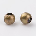 Perlas de espaciador de hierro, redondo, Bronce antiguo, 3 mm de diámetro, 3 mm de espesor, agujero: 1.2 mm