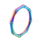 Placcatura ionica (ip) 201 anello da dito adesivo in bambù in acciaio inossidabile per donna RJEW-N038-130M