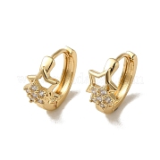 Серьга-кольцо KC из позолоченной латуни с микропаве и фианитами EJEW-L271-01KCG-04