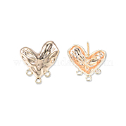 Brass Heart Stud Earring Findings KK-N232-440LG
