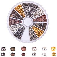 Wholesale DICOSMETIC 200Pcs 2 Colors Half Round Open Crimp Beads 4.5mm  Small Knot Cover Golden and Silver Color Frosted Brass Beads Crimp Tube  Beads for DIY Bracelet Necklace Jewelry Making Crafting 
